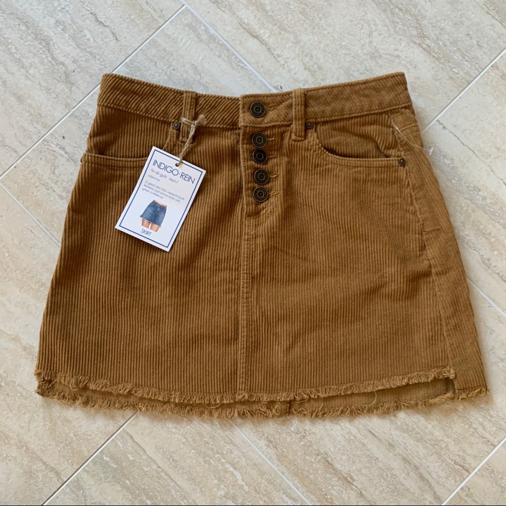 Indigo Ren Cotton Brown Corduroy Mini Skirt | 25